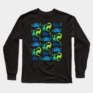 Blue and Green Dinosaurs Long Sleeve T-Shirt